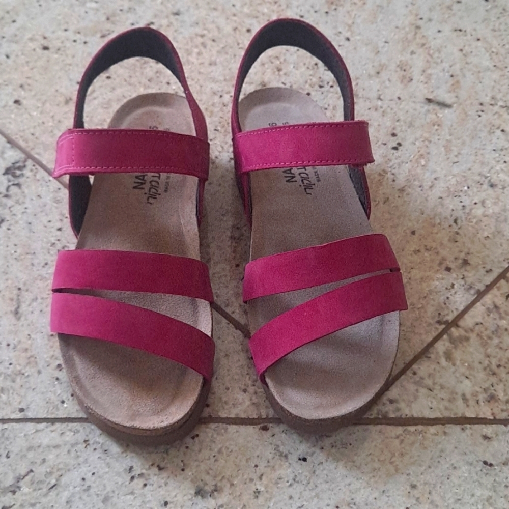 NAOT Kayla purple Nubuck Leather Strap Cork Platform Comfort Sandals Women’s 6.5